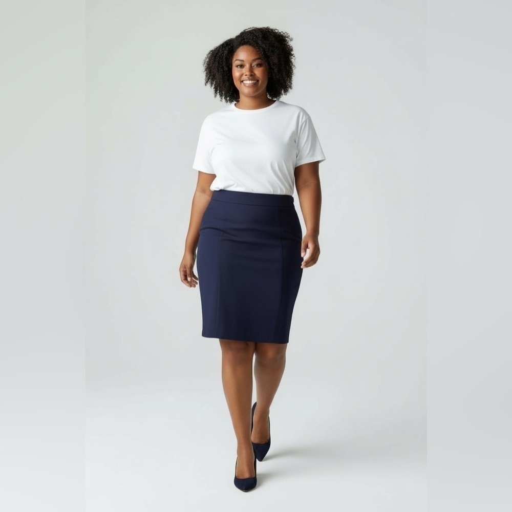In Wear Vakira Navy Blue Pencil Skirt Fully Lined Quality Construction